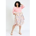 thumbnail image 6 of Pastel 3/4 Sleeve Ivory Water Color Stripe Sash Midi Dress | S-3X, 6 of 13