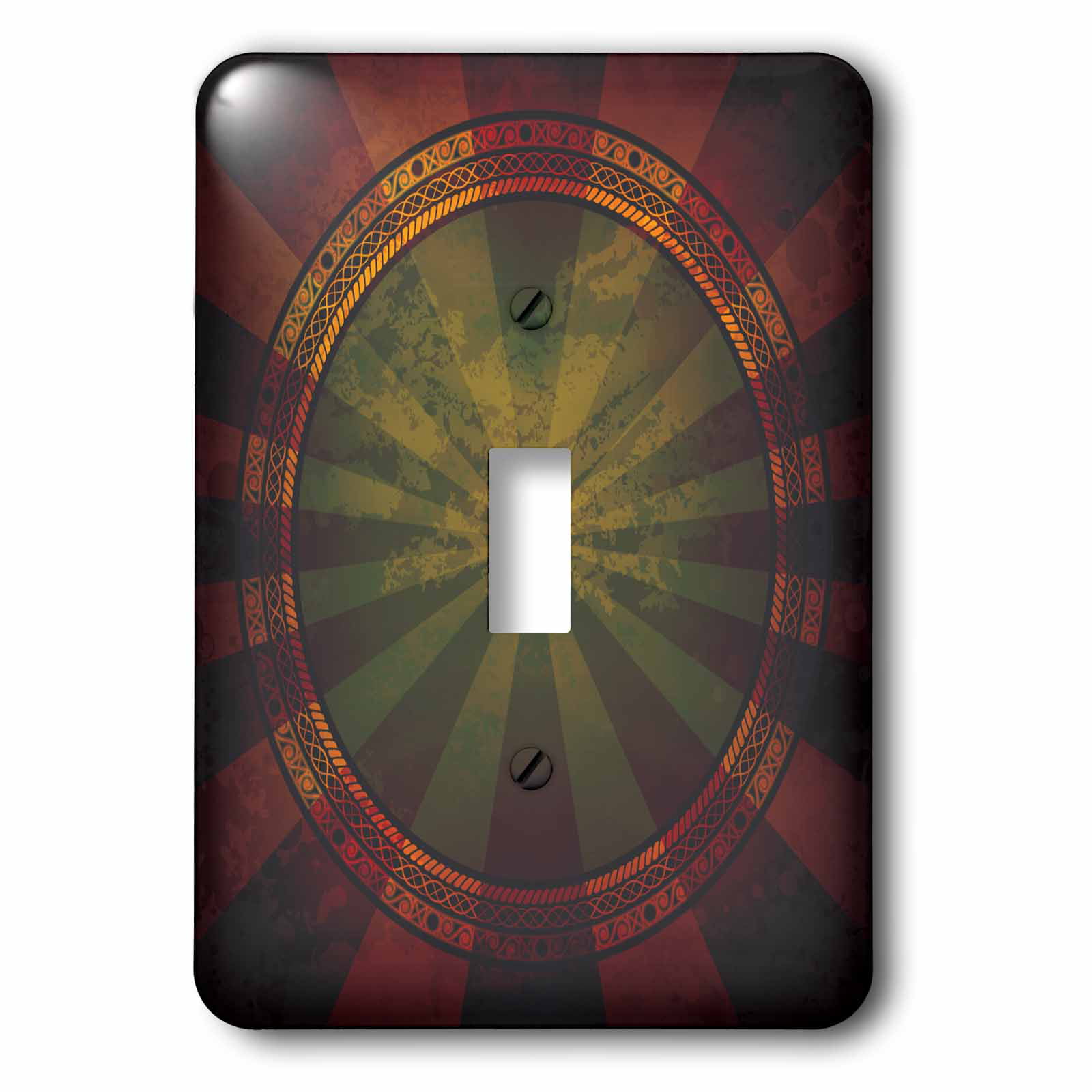 3dRose LSP_235894_1 A Mystical Green and Orange Circle with Sun Rays Single Toggle Switch 