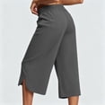 thumbnail image 6 of AHTJRT Women's Wide Leg Capri Pants Casual Active Yoga Leisure Capris Drawstring Elastic Waist Loose Fit Summer Spring Pants with Pockets Dark Gray M, 6 of 6