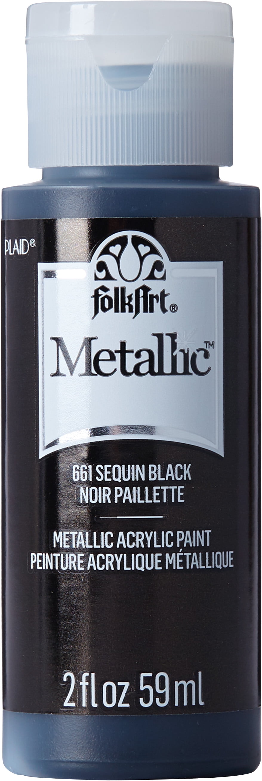 FolkArt Metallic Acrylic Craft Paint, Metallic Finish, Sequin Black, 2 fl oz