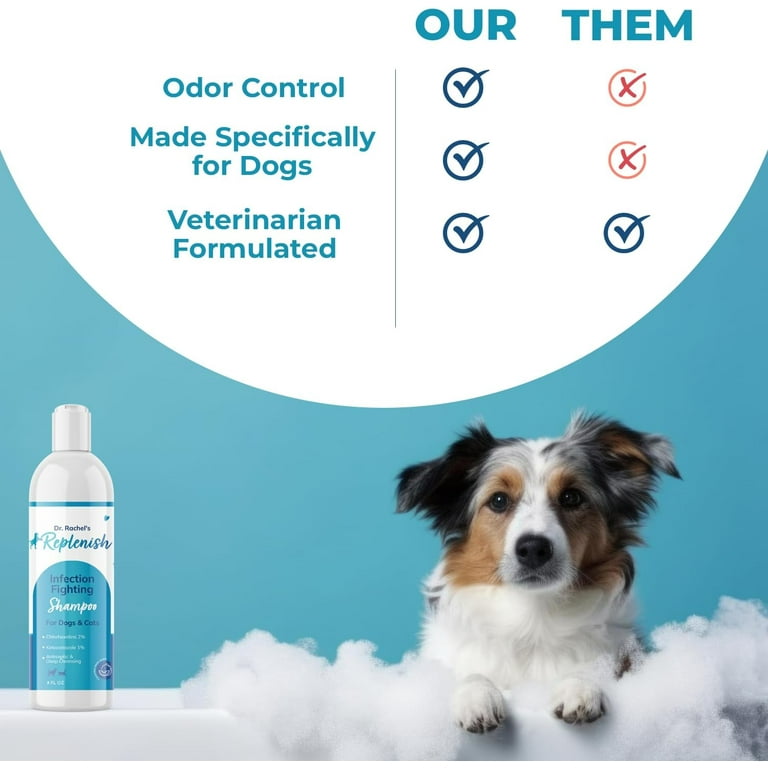 Replenish Skin Soothing Shampoo for Pets Dr. Rachel s Ketoconazole and Chlorhexidine Formula for Dermatological Care in Dogs Cats and Horses 8 oz Walmart