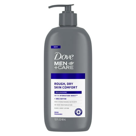 Dove Men Care Skin Comfort Non Greasy Men's Hand & Body Lotion Dry Skin, Fresh, 13.5 oz