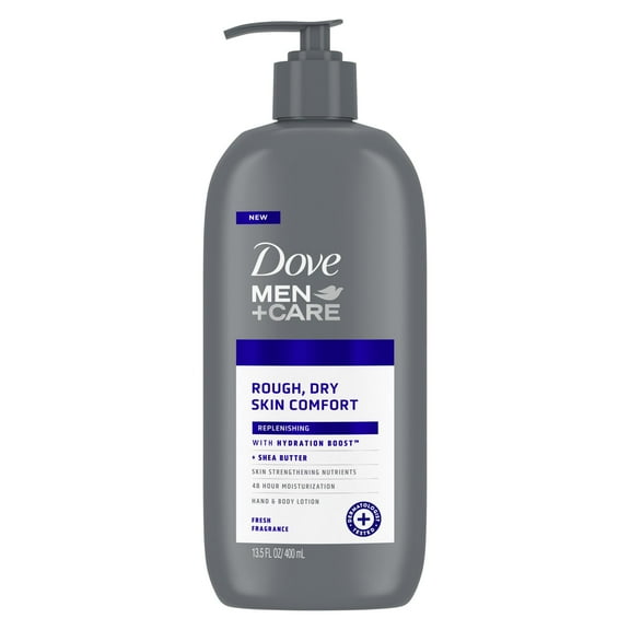 Dove Men Care Skin Comfort Non Greasy Men's Hand & Body Lotion Dry Skin, Fresh, 13.5 oz