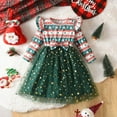 thumbnail image 2 of Gaexia Kids Christmas Outfits Girls,Child Xmas Girls Dresses Party Dance Kids Christmas Dress,Green,5-6 Years, 2 of 7