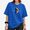 Blue-1, variant on Women's Minimalist Vintage Half Moon Two Tone Quote Copy Moon Joy Graphic Cropped Short Sleeve T-shirt Regular Loose Fit Casual Top For Moon Art Fans