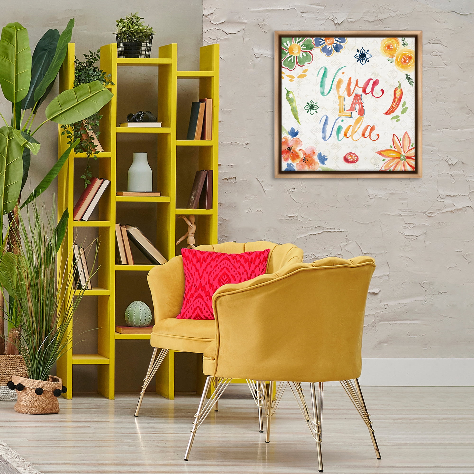 Stupell Industries Viva La Vida Celebración Inspirational Quotes & Sayings Painting Brown Floater Framed Art Print Wall Art, 25 x 25