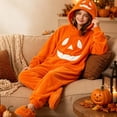 thumbnail image 7 of Kids Halloween Pumpkin Jumpsuit Warm Long Sleeve Hooded Loungewear Outfit Fuzzy Fleece Comfy Jumpsuit with Pockets Orange 4-5 Years, 7 of 7