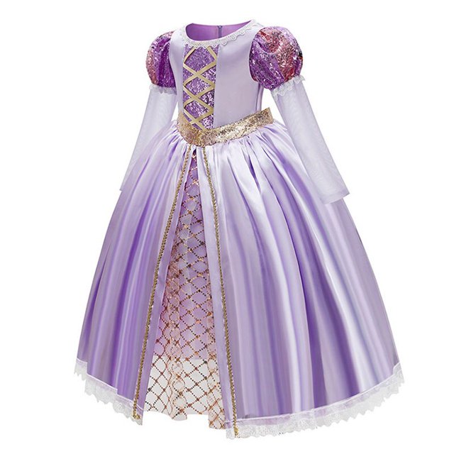Vestido de princesa Rapunzel para niñas de Disney, cumpleaños, carnaval, fiesta de Halloween, ropa elegante para niñas, disfraz de Cosplay enredado, Set5-6T 130 Gao Jinjia LED