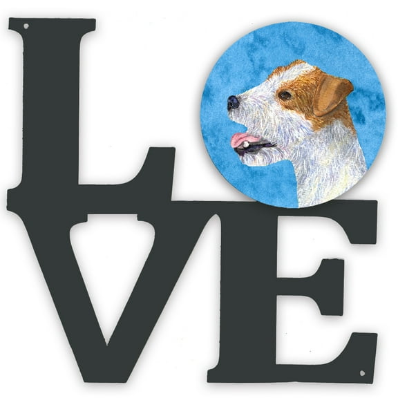 Blue Jack Russell Terrier Metal Wall Artwork LOVE