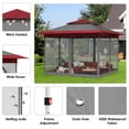 thumbnail image 5 of Pirecart 11' x 11' Outdoor Gazebo Instant Pop Up Canopy Tent with Netting Sidewalls & Wheeled Bag for Patio Backyard  Garden, Red & Gray, 5 of 8
