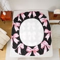 thumbnail image 5 of Feelyou Black Pink Bow Twin Sheet Sets, Fashion Cartoon Ribbon Bedding, 3pcs, 5 of 7