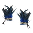 thumbnail image 4 of Muñequeras de Felpa Macarena con Plumas Sintéticas Steampunk Azul, 4 of 8