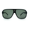thumbnail image 4 of Mens Large Tempered Glass Lens Racer Plastic Manly Sunglasses Shiny Black, 4 of 8