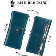 thumbnail image 3 of LAICAIW Women's Wallet Genuine Leather RFID Blocking Large Capacity Trifold Ladies Wallet, ZE-Peacock blue, Compact, 3 of 6