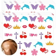 270pcs Tanning Sunbathing Stickers Self Adhesive Heart Lips Dolphin Butterfly Cherry Body Sticker Tanning Bed Decals for Summer Beach Salon Party