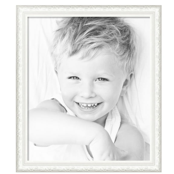 ArtToFrames 29" x 34" Majestic White Picture Frame, 29x34 inch Silver Wood Poster Frame (WOM-5198), Pack