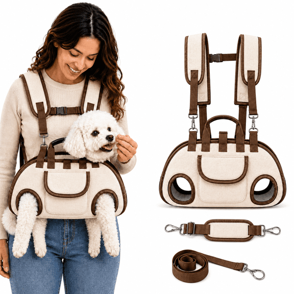 Dog Backpack Carrier for Small Dogs, Adjustable Hands-Free Pet Carrier,4.4–8.8 lb