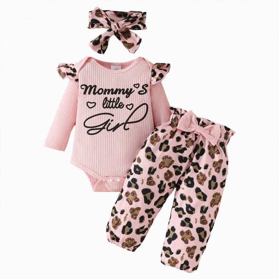 mgoYE Newborn Baby Girl Clothes Daddy's Princess Ruffle Long Sleeve Tops Floral Pants Infant Fall Winter Gifts Set Clothes for Girls(Pink,9-12 Months)
