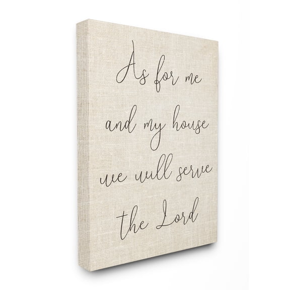 Stupell Industries My House Will Serve The Lord Script Typography Religious Painting Gallery Wrapped Canvas Art Print Wall Art, 24 x 30