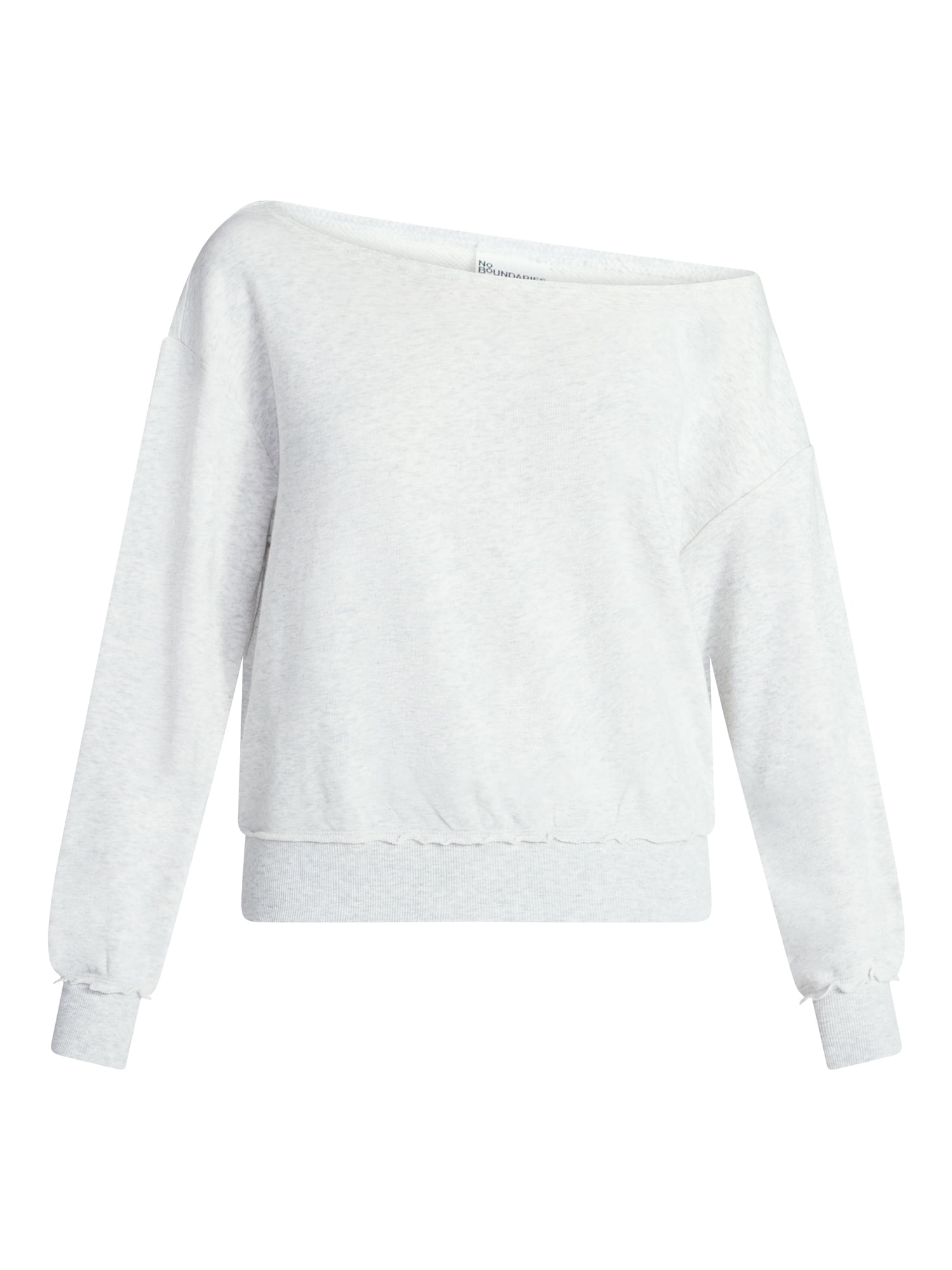 No Boundaries Off-the-Shoulder Sweatshirt with Long Sleeves, Women’s XXS-XXL