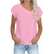 thumbnail image 3 of TaTaai Womens solid crew neck t-shirt, linen cotton blend, short sleeve, button cuff, cutout design, casual comfortable, lightweight, perfect for weekend trips & casual gatherings Gift, 3 of 9