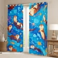 thumbnail image 2 of Homewish Kawaii Water Sloth Blackout Curtains Set of 2 (52x84 Each),Underwater Animal Window Curtains,Blue Brown Curtains and Drapes For Girls Boys,Super Cozy Room Decor, 2 of 6