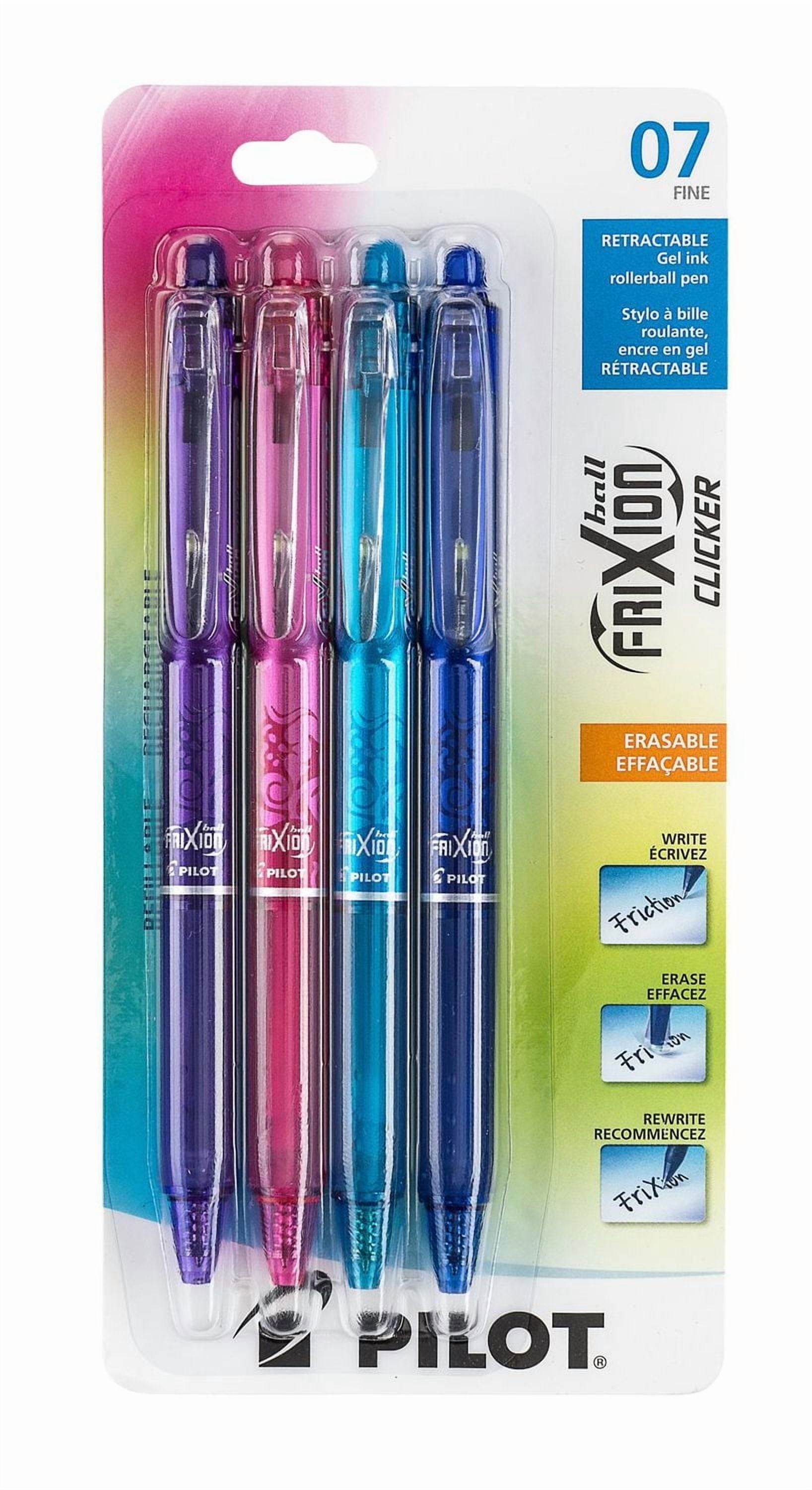 FriXion Ball Clicker Erasable Pens - Assorted, Fine 0.7mm point, 4-pk