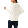 thumbnail image 3 of INSPIRE CHIC Women's' Long Sleeve Sweaters Trendy Lace V Neck Knit Drop Shoulder Pullover Sweater Jumper Tops L White, 3 of 5