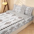 thumbnail image 2 of Erosebridal Vintage Aztec Zipper Twin Comforter Sets with Fitted Sheet and 2 Pillowcases, Traditional Stripe Zipper Bedding Set, White Taupe, Gray Reversible, 2 of 7