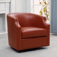 thumbnail image 2 of Comfort Pointe Caramel Top Grain Leather Swivel Glider Barrel Chair, 2 of 10