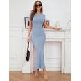 thumbnail image 2 of ZHENWEI Womens Summer Short Sleeve Long Dress Stylish Sexy Bodycon Dress Fishtail Hem Ribbed Maxi Dresses, 2 of 7