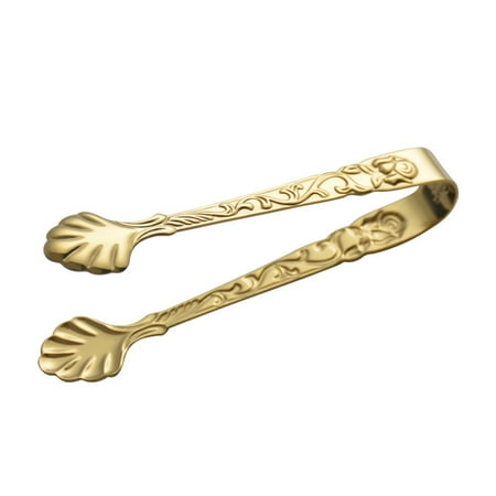 

2PCS Stainless Steel Tongs 9cm/3.5inch Mini Serving Tongs with Embossed Rose Flower Silvery and Golden for Ice Sugar New