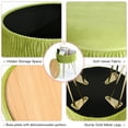 thumbnail image 3 of Velvet Round Storage Ottoman, Modern Foot Stool Vanity Stool with Metal Legs & Tray Top Coffee Table, Ottoman with Storage for Living Room Bedroom (Matcha), 3 of 7