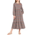 thumbnail image 2 of UQJfacai Girls Ruffle Maxi Dress Striped Long Sleeve Crewneck Casual Flowy Tiered Dress with Pockets Party Holiday Outfits 4-15 Years, 2 of 6