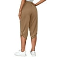 thumbnail image 3 of LilyLLL Womens Elastic Waist Cropped Capri Pants Lounge Joggers Knee-length Trousers, 3 of 3
