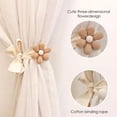 thumbnail image 2 of Cortinas SRG de algodón con forma de flor y girasol, 4 unidades, color crema y caqui, 2 of 3
