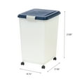 thumbnail image 6 of IRIS USA 54 Lbs / 69 Qt WeatherPro Airtight Pet Food Storage Container with Attachable Casters, For Dog Cat Bird and Other Pet Food Storage Bin, Keep Fresh, Easy Mobility, BPA Free, Navy/Pearl, 6 of 7