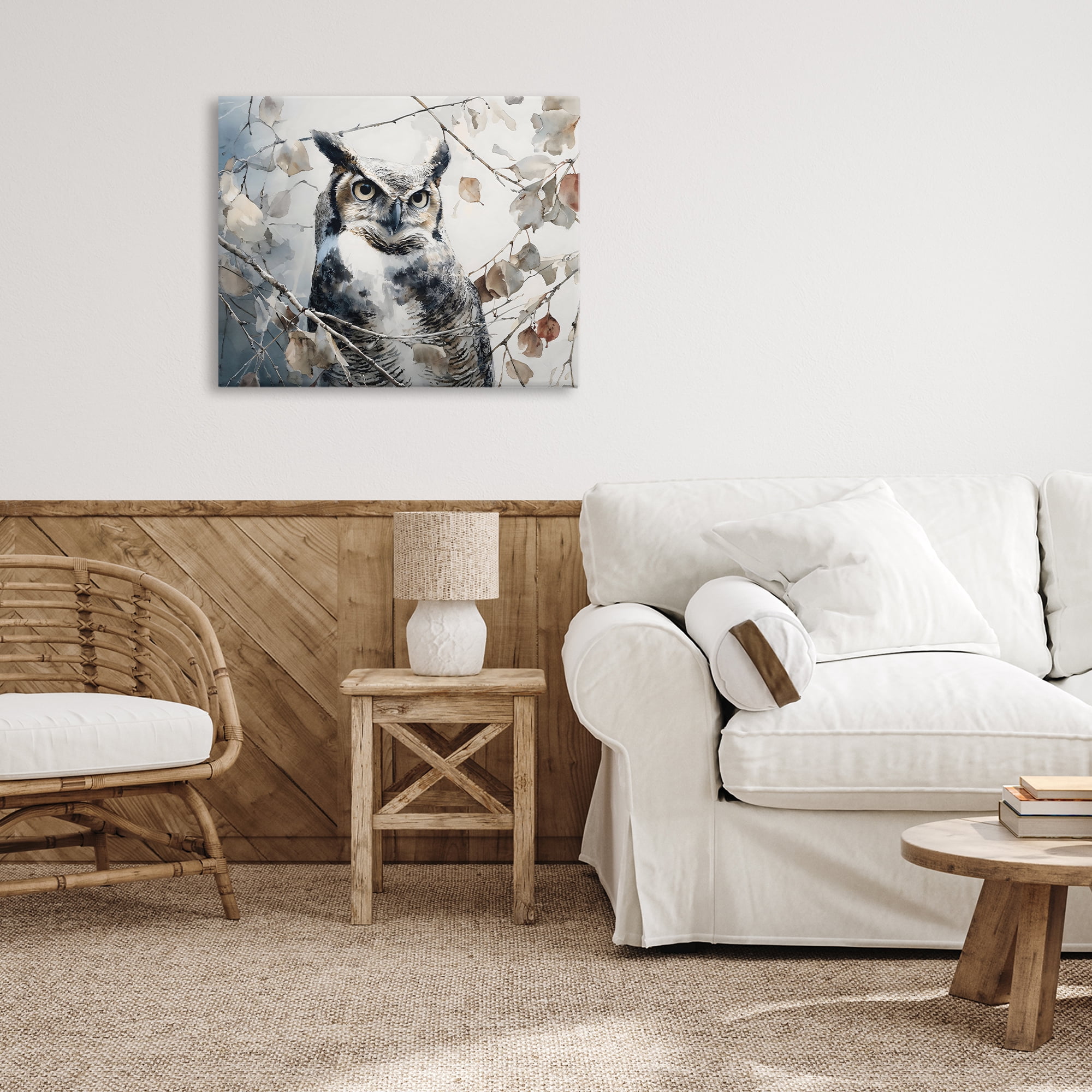 Stupell Industries Horned Owl Perched Canvas Wall Art, design by Franklyn Gregory