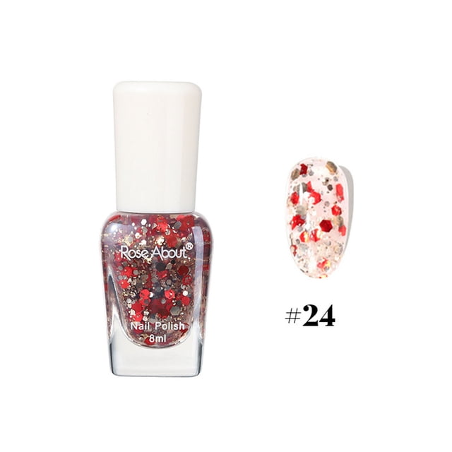 Pisexur Belleza Maquillaje Esmalte de uñas a base de agua, desgarrable, para hornear, sin olor, brillante, con lentejuelas, para realzar las uñas (8 ml)para mujeres y hombres