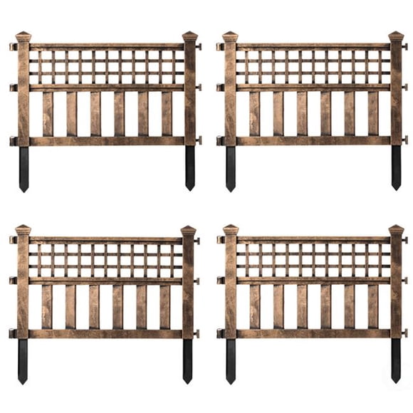 0.75 x 20.5 x 23.75 Po. Panneaux de Bordure de Clôture en Plastique pour Décoration Extérieure de Jardin , Bronze - Ensemble de 4