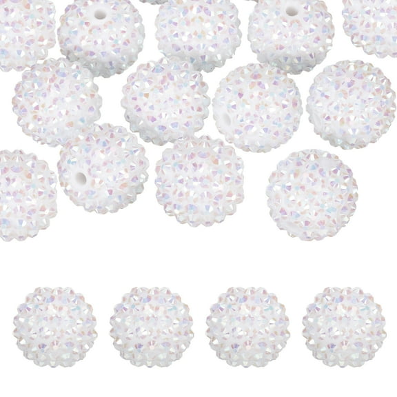 Uxcell 20mm Resin Rhinestone Beads for Beadable Pen, 10 Pack Ball Disco Beads for Jewelry Making, White AB