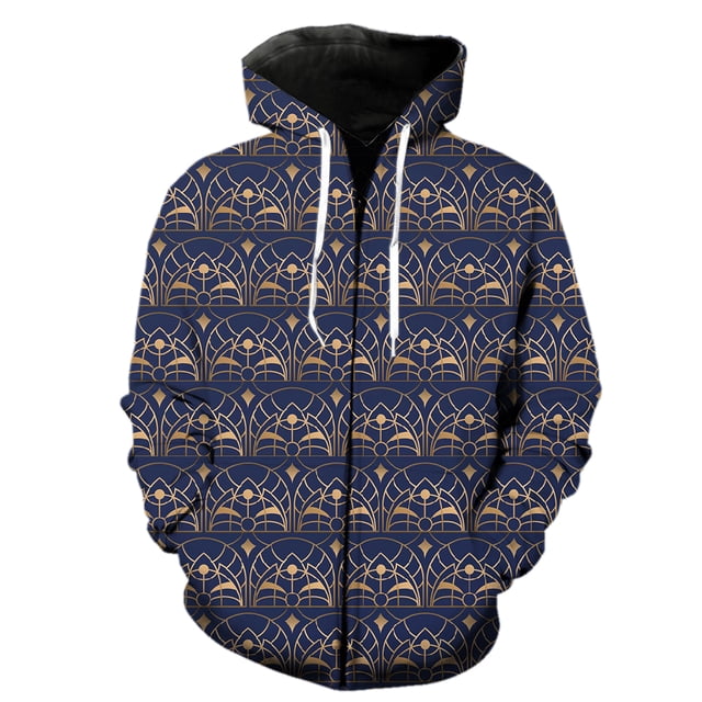 Sudadera con capucha y cremallera para hombre, con estampado geométrico abstracto, unisex, para adolescentes, estilo Harajuku, estilo hip hop, informal, de manga larga