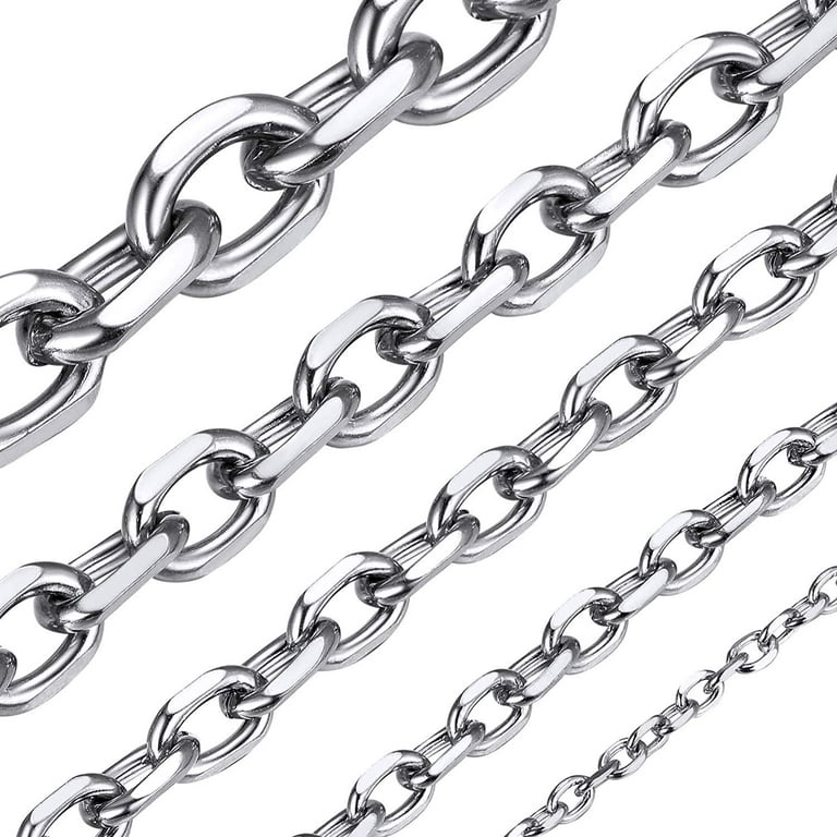 FOCALOOK Wheat Chain Necklace 3mm- Stainless Steel Black Rope Jewelry for  Men & Women 18-30 Inch