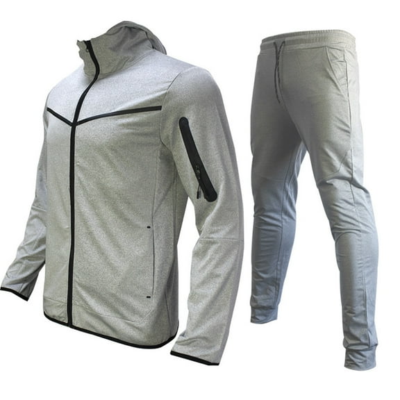 guisaled Mens Sweatsuit 2 Pieces Set Casual Jogging Athletic Hooded Tracksuit Full Zip Color Blocks Long Sleeve Jogging Outfits