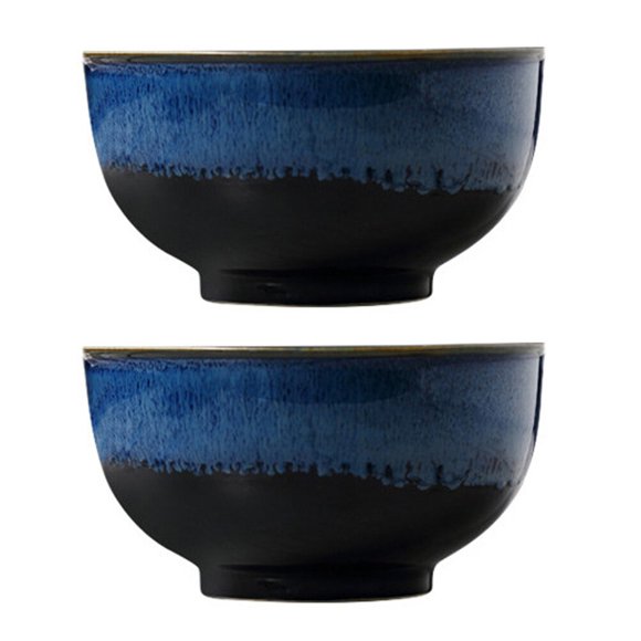 2Pcs Ceramic Bowls Japanese Style Bowls Creative Rice Bowls Porcelain Ramen Bowl