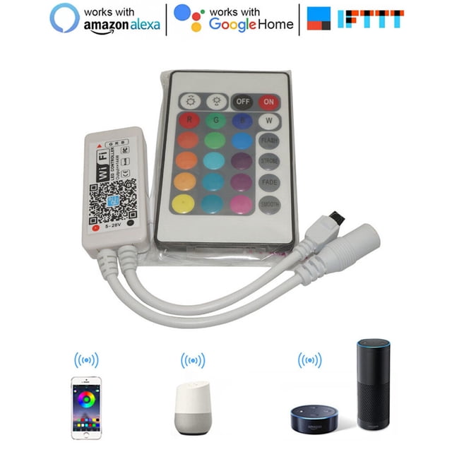 Cateissary Inicio DC5V 12V 24V Controlador inalámbrico Bluetooth RGB / RGBW Controlador LED IR RF Controles remotos Wi-Fi RGB IR de 24 teclas
