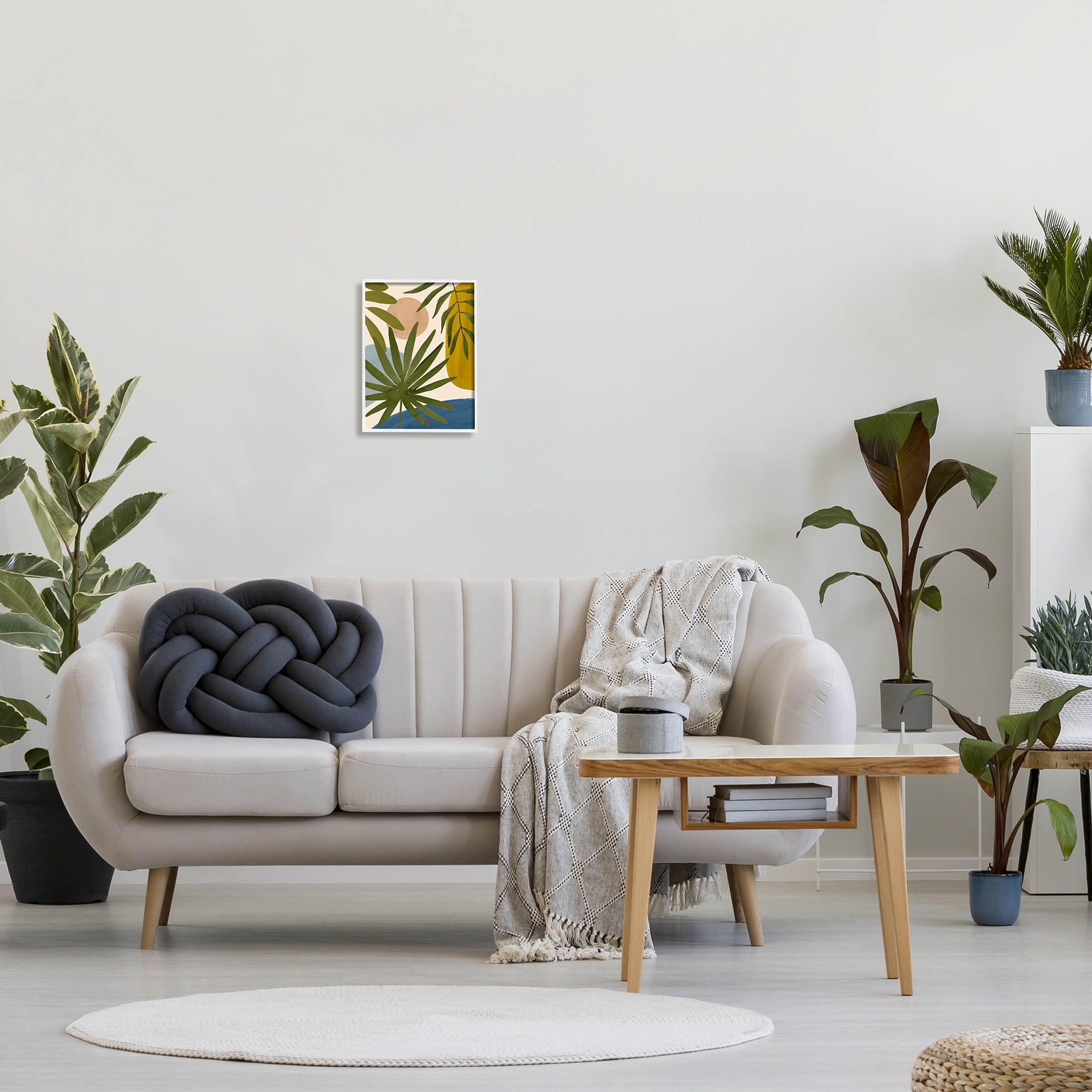 Stupell Industries Various Palm Leaves Geometric Graphic Art White Framed Art Print Wall Art, Design by Victoria Barnes