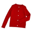 thumbnail image 2 of Afuyipoi Girls Cable Knit Cardigan Size 1-15 Long Sleeve Button Down Solid Sweater for Kids School Daily Casual Red Size 12, 2 of 6