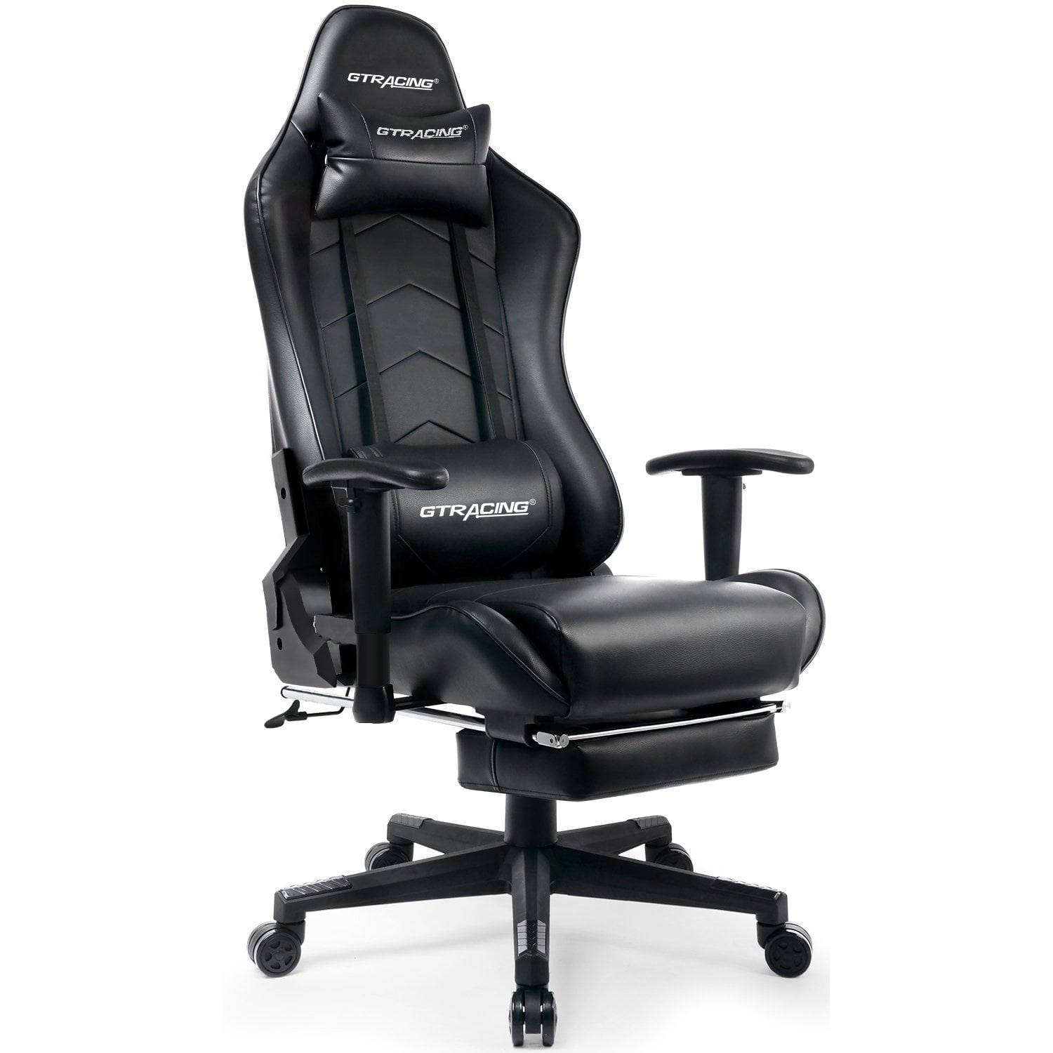 Gtracing Gaming Chair with Footrest Ergonomic Reclining Leather Chair
