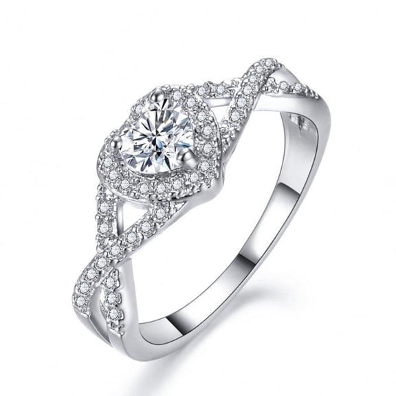 YYDD Heart-Shaped White Moissanite Ring 925, Sterling Silver